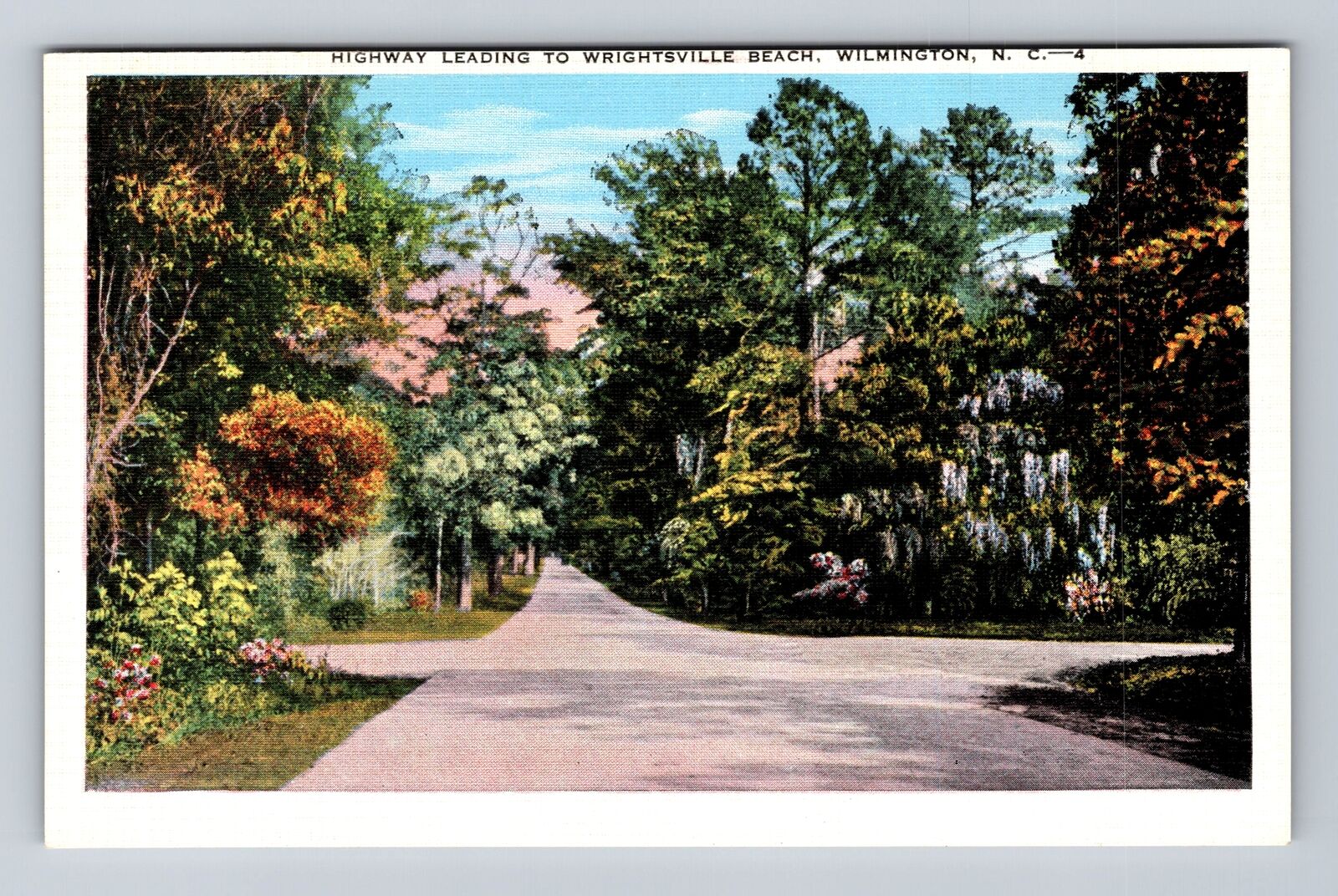 Wilmington NC-North Carolina, Highway, Wrightsville Beach, Vintage Postcard