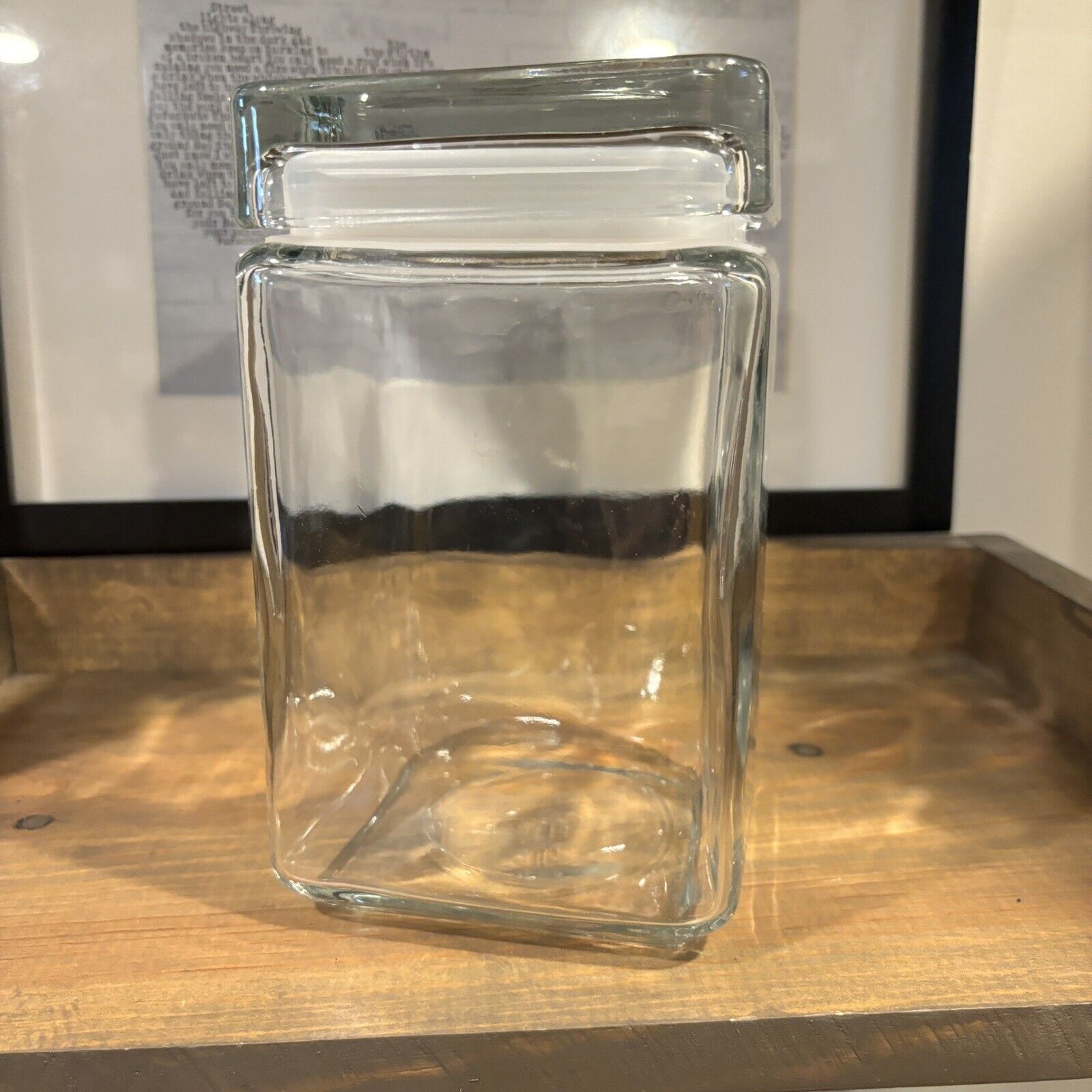Anchor Hocking Glass Square Apothecary Jar w/sealed lid