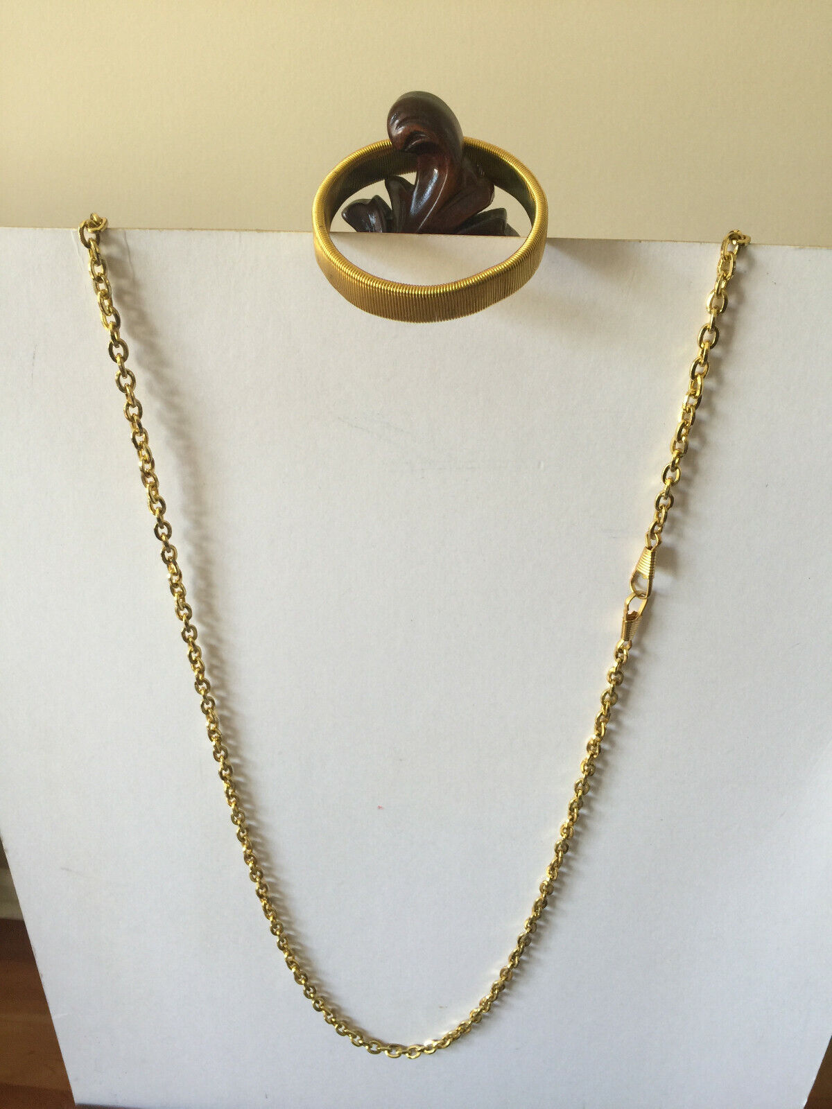 Long Casual Vintage Shiny Gold Tone Necklace 23\