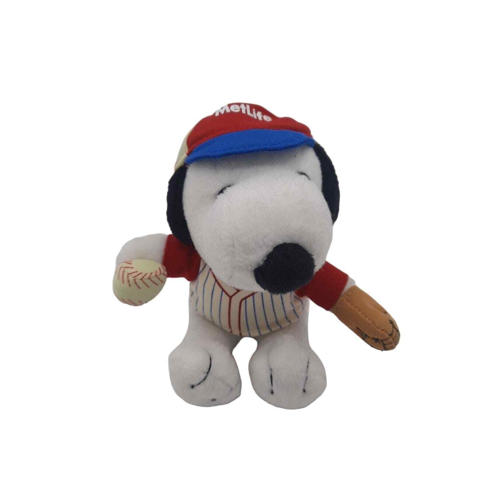 MetLife Insurance Promo Snoopy Peanuts Red Blue Baseball Plush Glove 6\