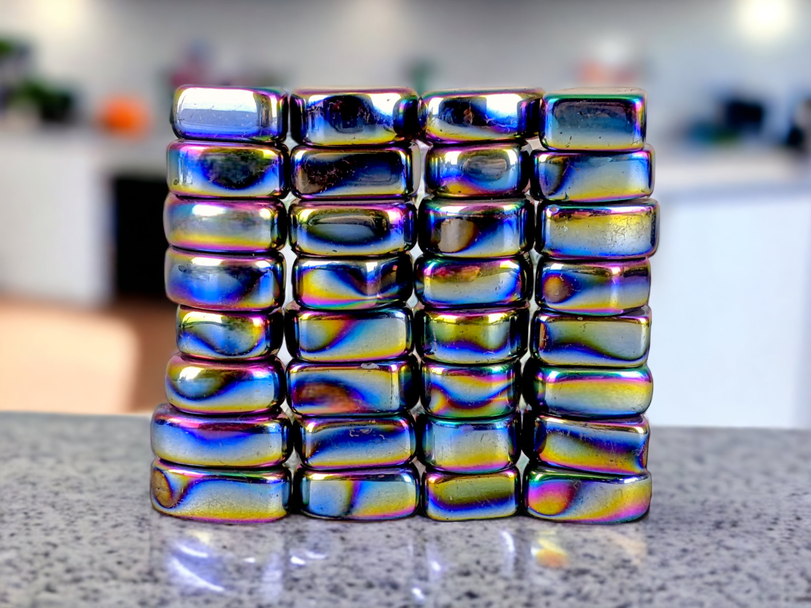Magnetic Hematite 20 pc Electroplated Rainbow Magnets 