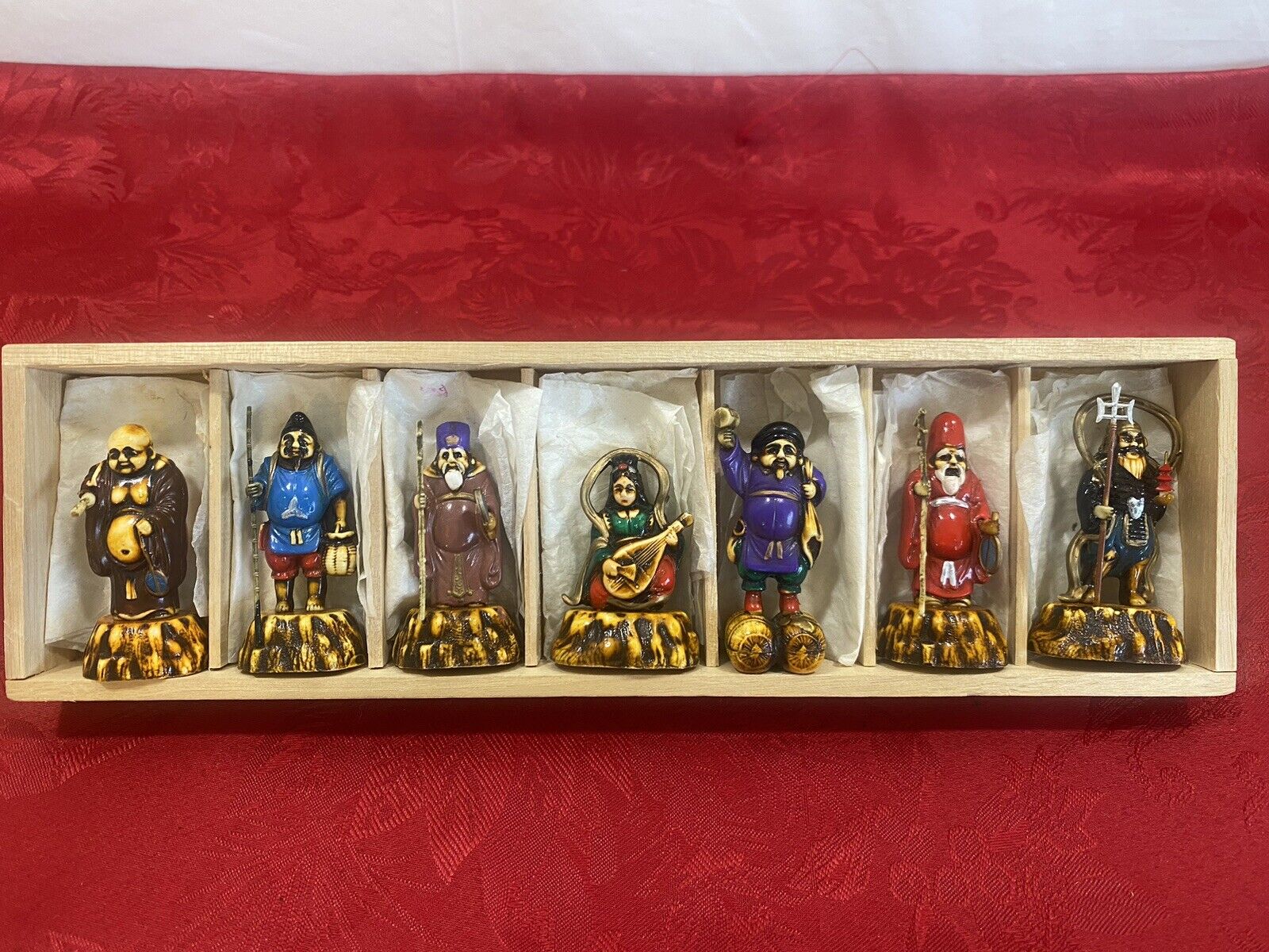 Seven Gods Of Good Fortune Mid Century Japanese Celluloid Vintage Rare, 2.25”-H