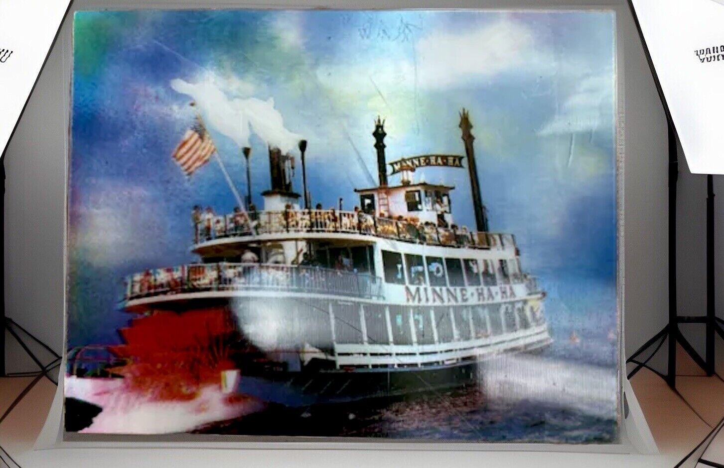 Vintage 3D  Minne Ha Ha  Steamboat /Riverboat Picture 10x13.5”
