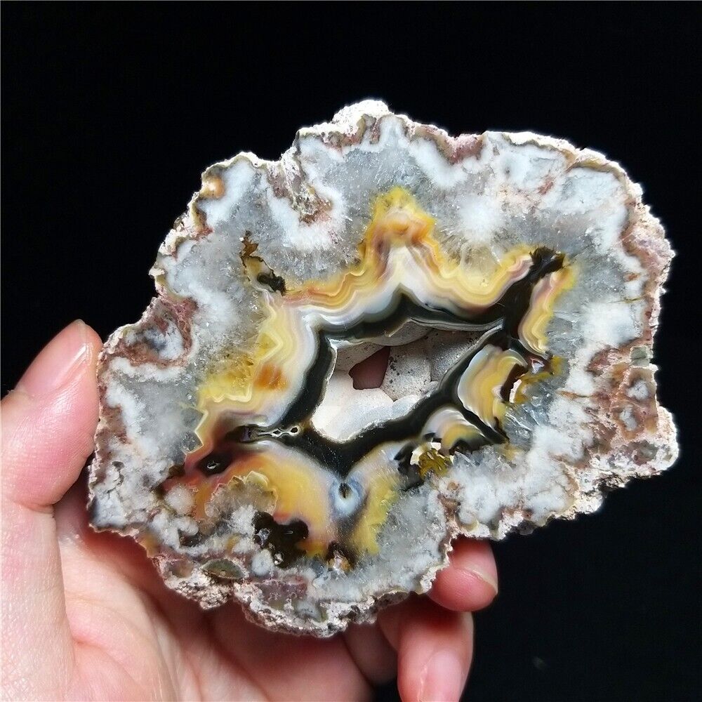 TOP 100G Natural Colorful Agate Slab Stone Mineral Specimen Collection QB296