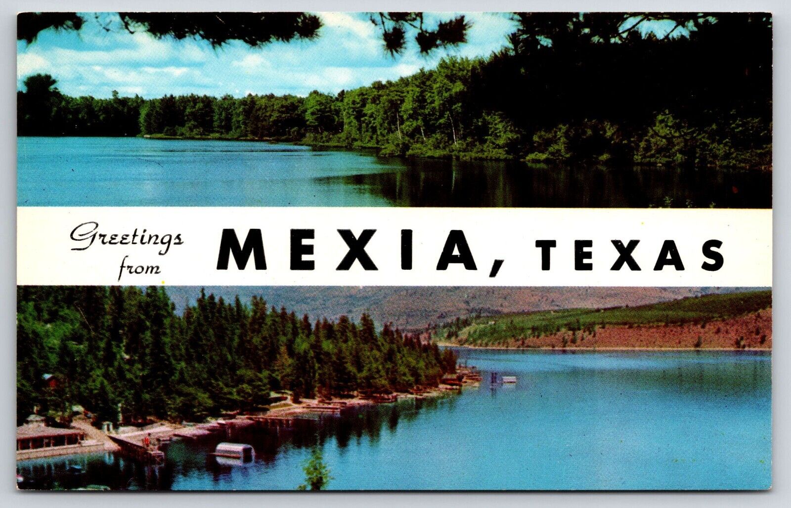 Mexia TX Banner Postcard Dual View Vintage Post Card