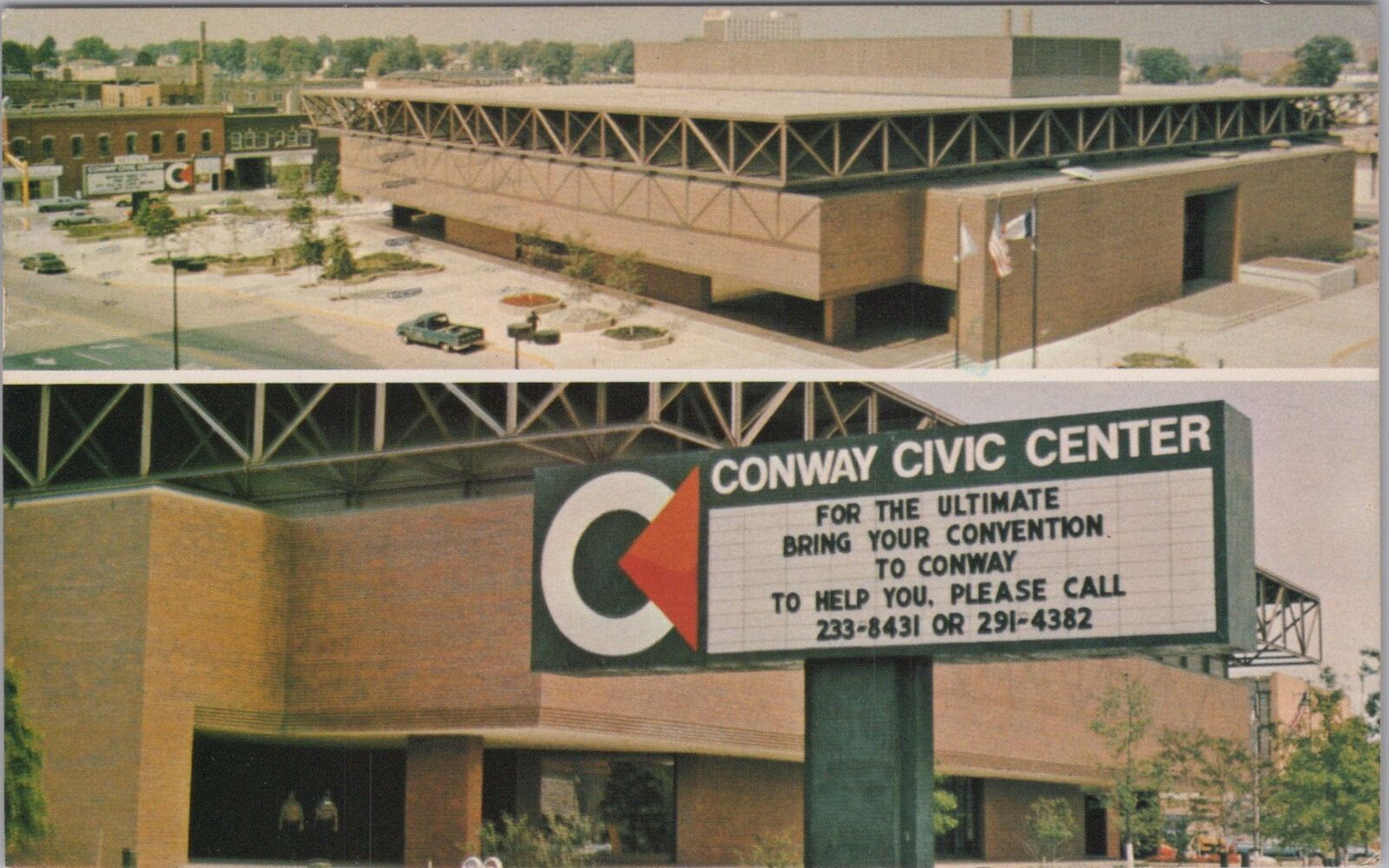 Conway Civic Center Convention Waterloo Iowa 1987 Postcard