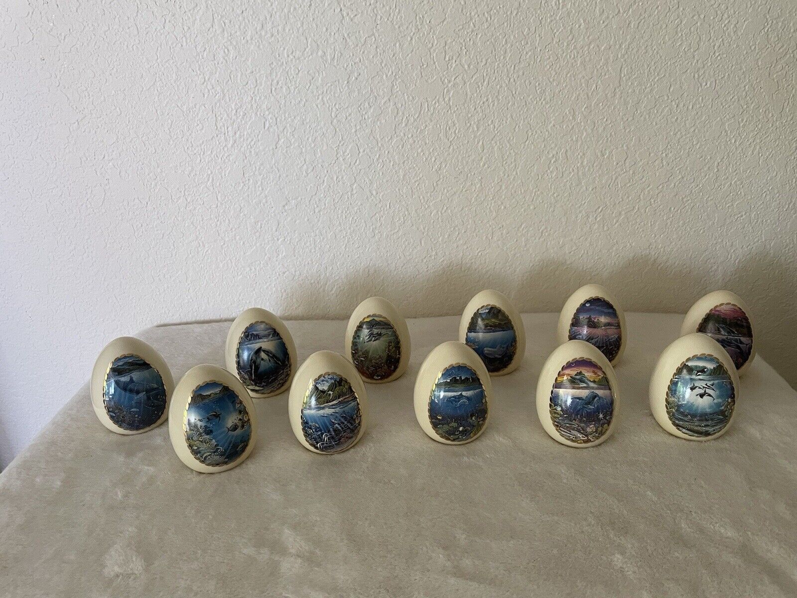 Splendors of the Sea 1995 Porcelain Egg Collection by Robert Lyn Nelson