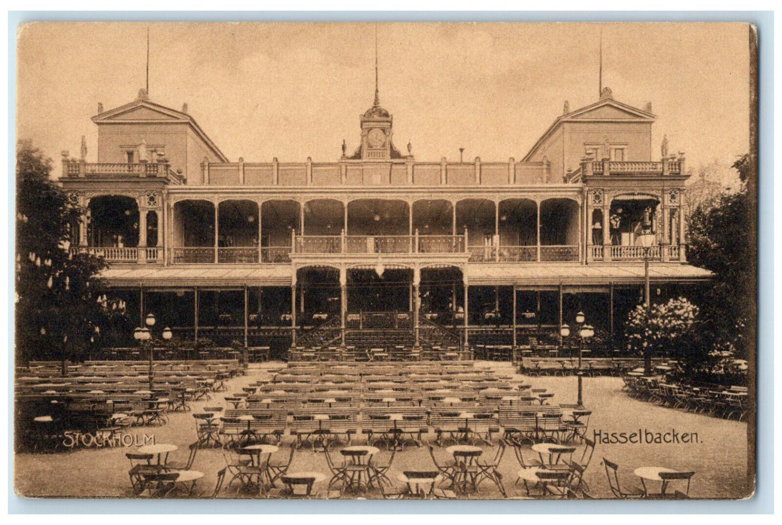 c1910 View of Stockholm Hasselbacken Hotel Sweden Unposted Antique Postcard