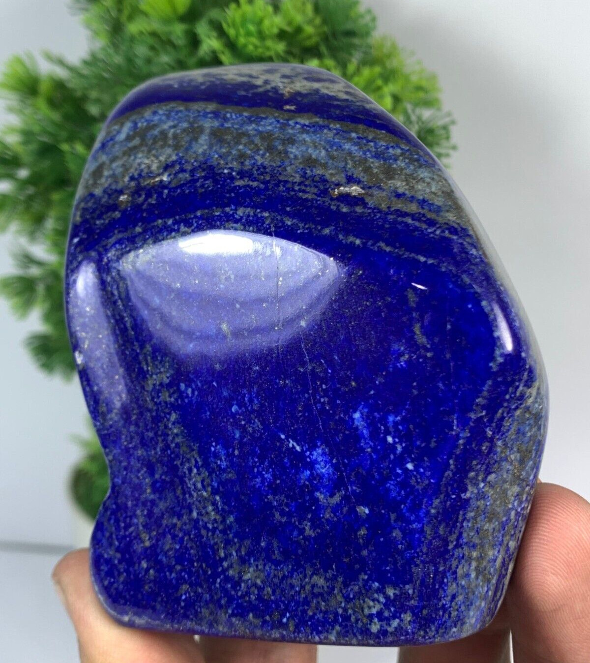 587Grams Blue Lapis Lazuli Freeform Polished Rough Crystal Slab From Afghanistan