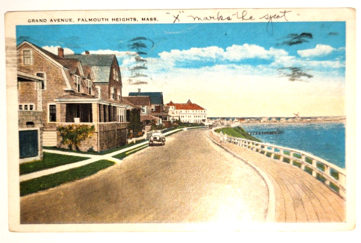Grand Avenue Falmouth Heights Mass Postcard
