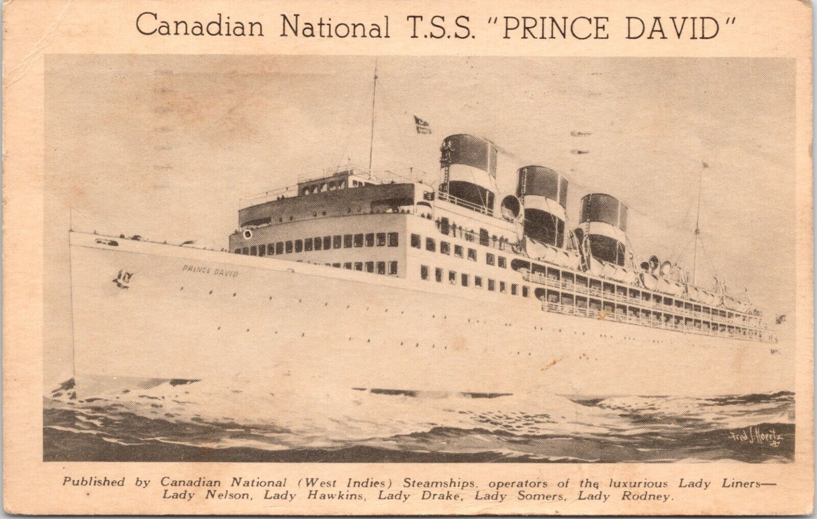 Canadian National TSS PRINCE DAVID Steamship Ship Postcard 827