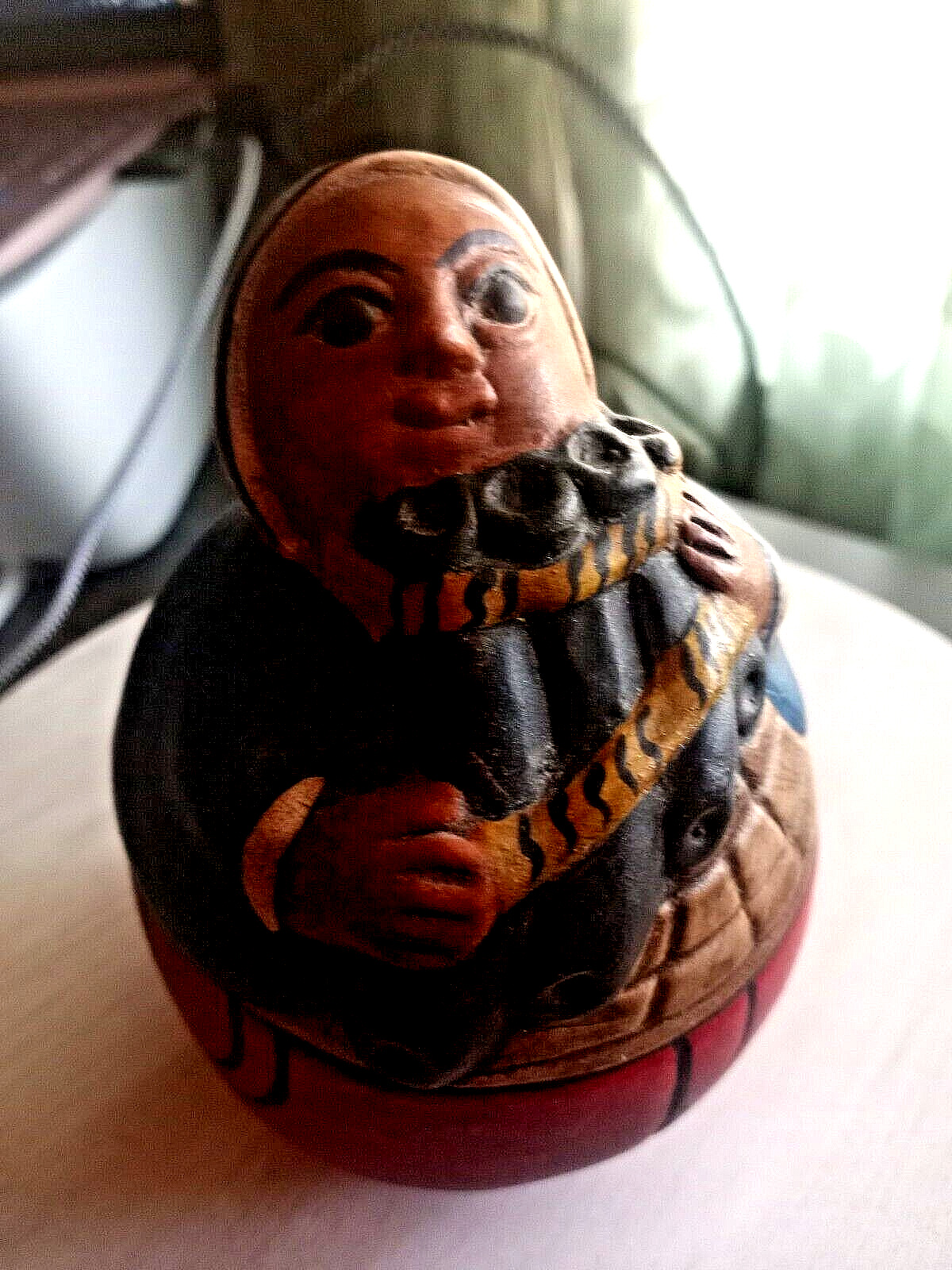 Vintage Chulucanas Folk Art Pottery Flutist Figurine