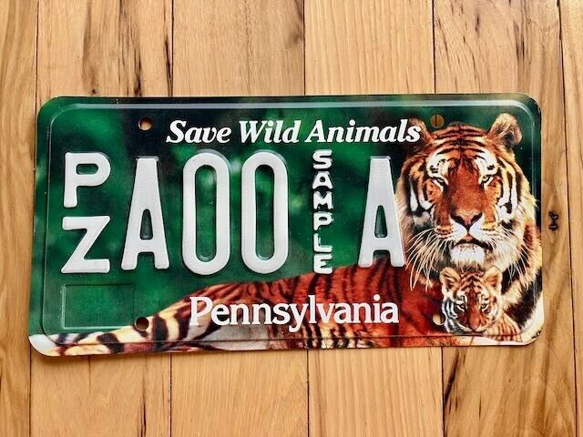 1996 Pennsylvania Save Wild Animals Sample License Plate