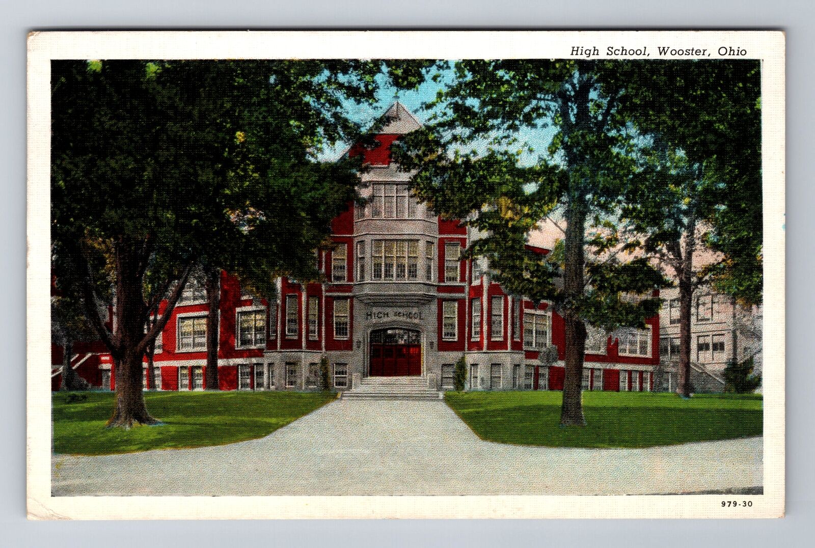 Wooster OH-Ohio, High School, c1942 Antique Vintage Souvenir Postcard