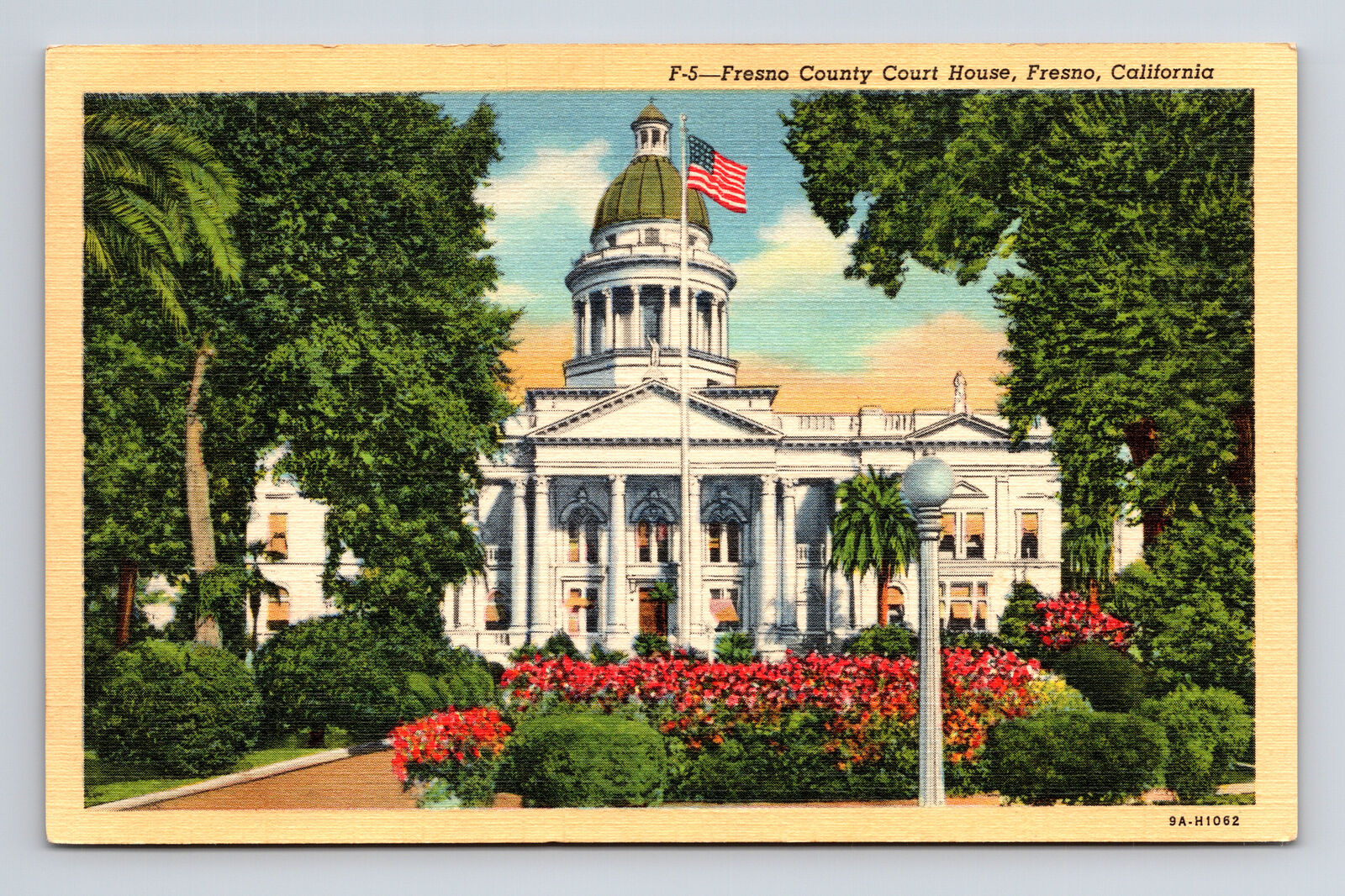 c1939 Linen Postcard Fresno CA California County Courthouse