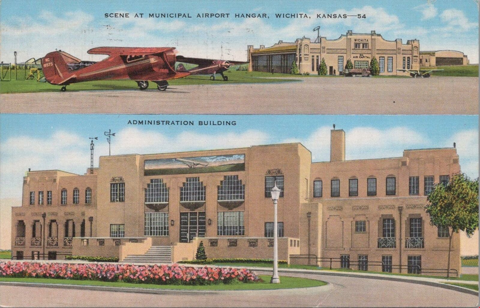 Postcard Municipal AIrport Hangar Wichita KS 