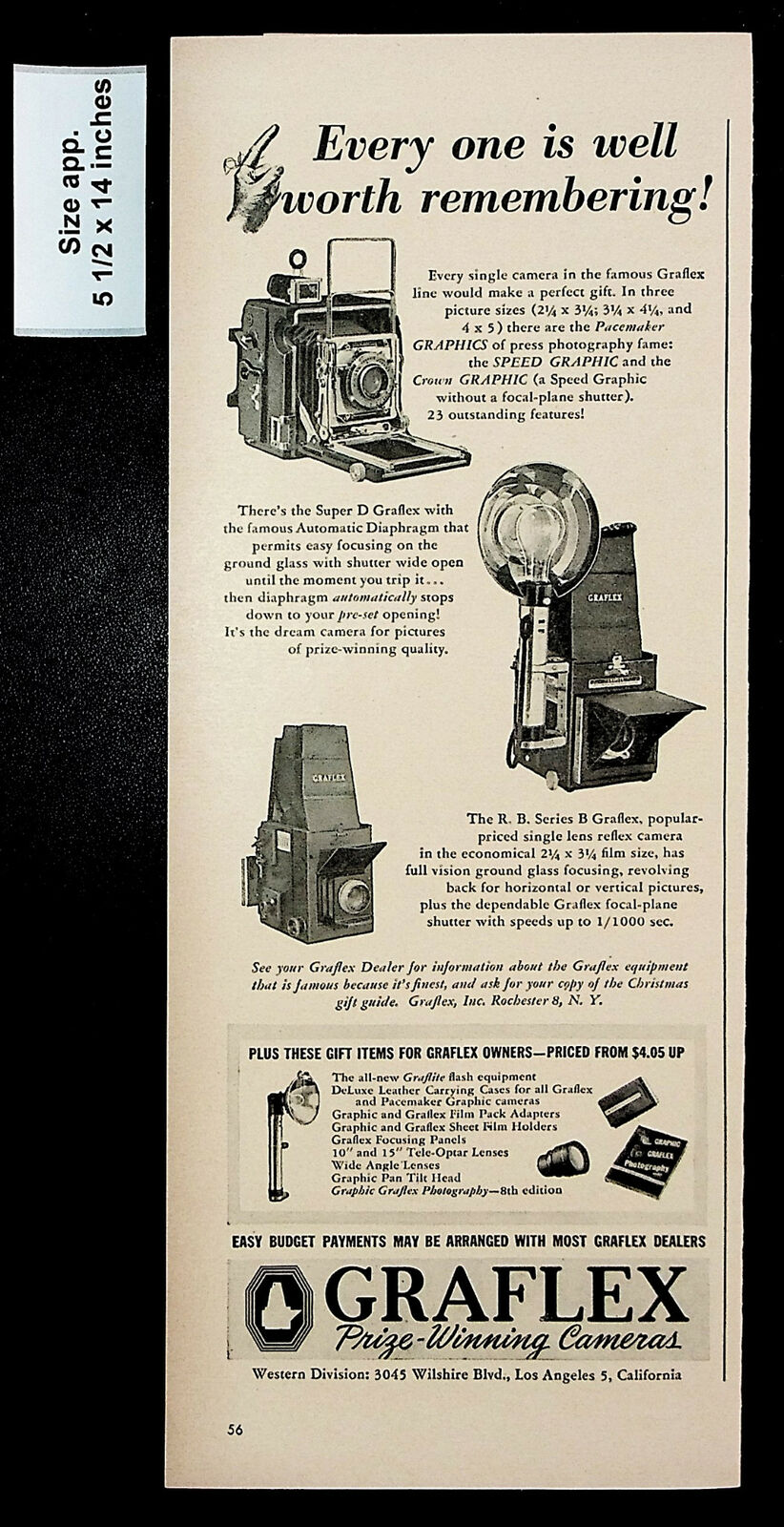 1948 Graflex Prize Winning Cameras Photography Film Flash Vintage Print Ad 28390