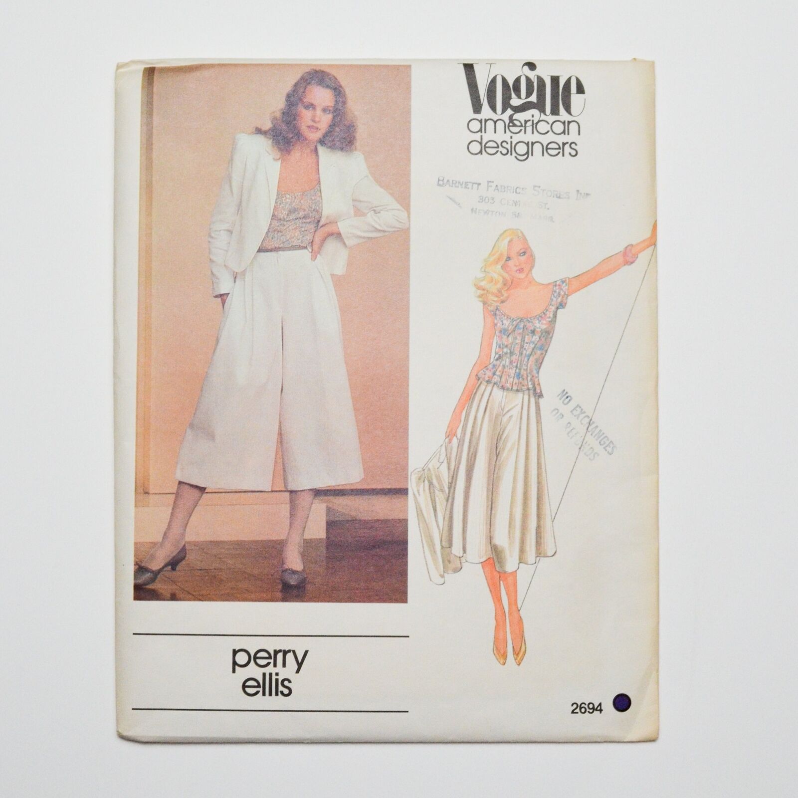 Vogue American Designers Perry Ellis 2694 Jacket, Culottes + Top Sewing Pattern