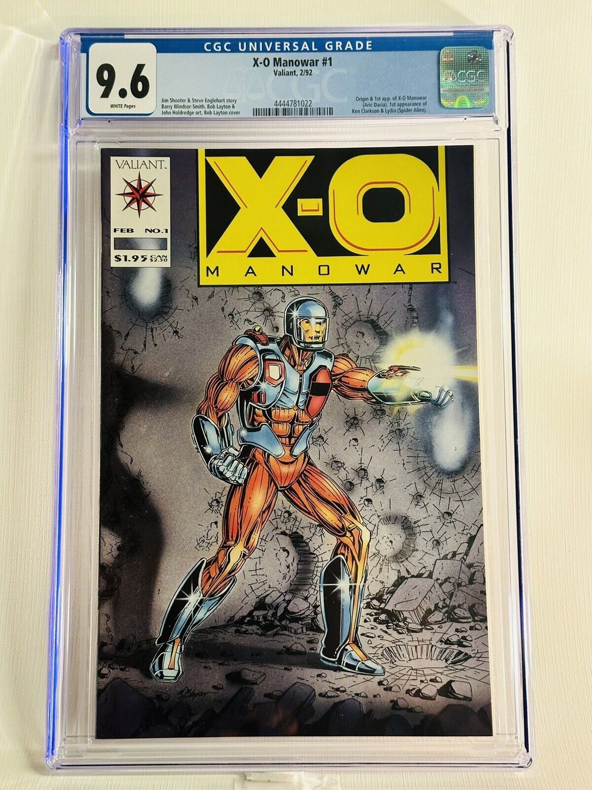 X-O Manowar #1 CGC 9.6 First appearance X-O Manowar Clarkson & Lydia WHITE Pages
