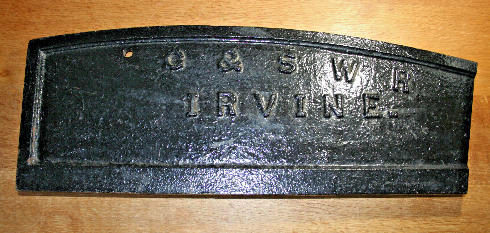 A Heavy Antique Cast Iron Glasgow & South West Railway Irvine Station Sign