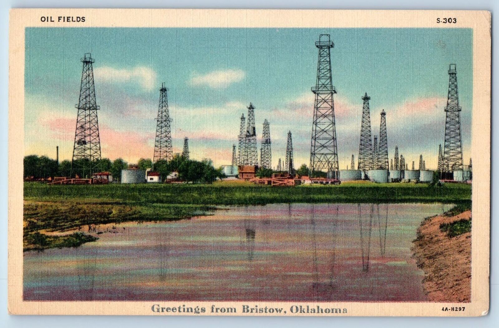 c1940's Greetings From Bristow Truss Towers Oklahoma OK Correspondence Postcard