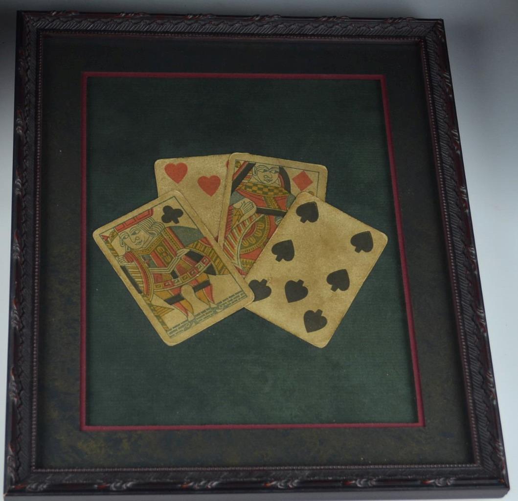 ANTIQUE AMERICAN PLAYING CARDS FRAMED - c1850's - POSSIBLY USTYPE 1 CREHORE