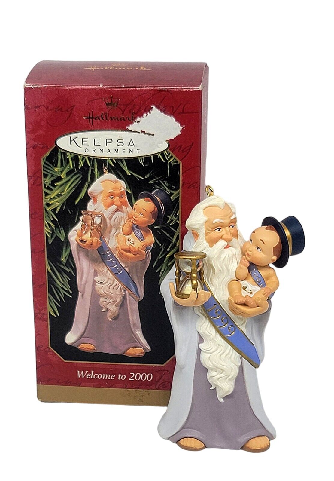 Vyg 1999Hallmark Keepsake Ornament Welcome to 2000 Father Time & Baby New Year