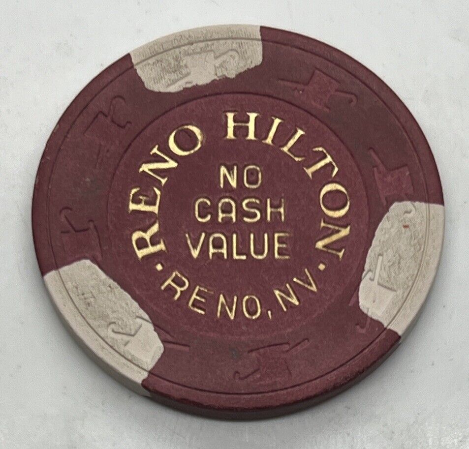Reno Hilton Nevada No Cash Value Casino Chip Maroon H&C SCV 1980s