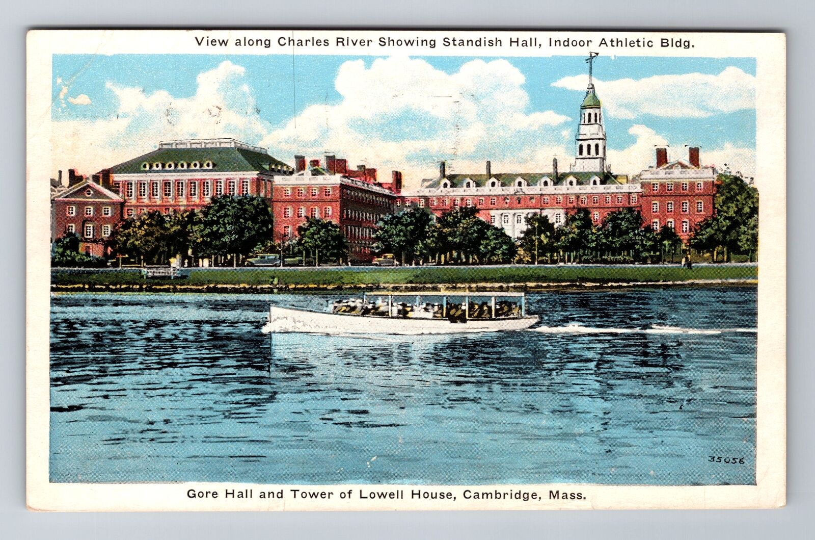 Cambridge MA- Massachusetts Gore Hall, Tower Lowell House Vintage c1932 Postcard
