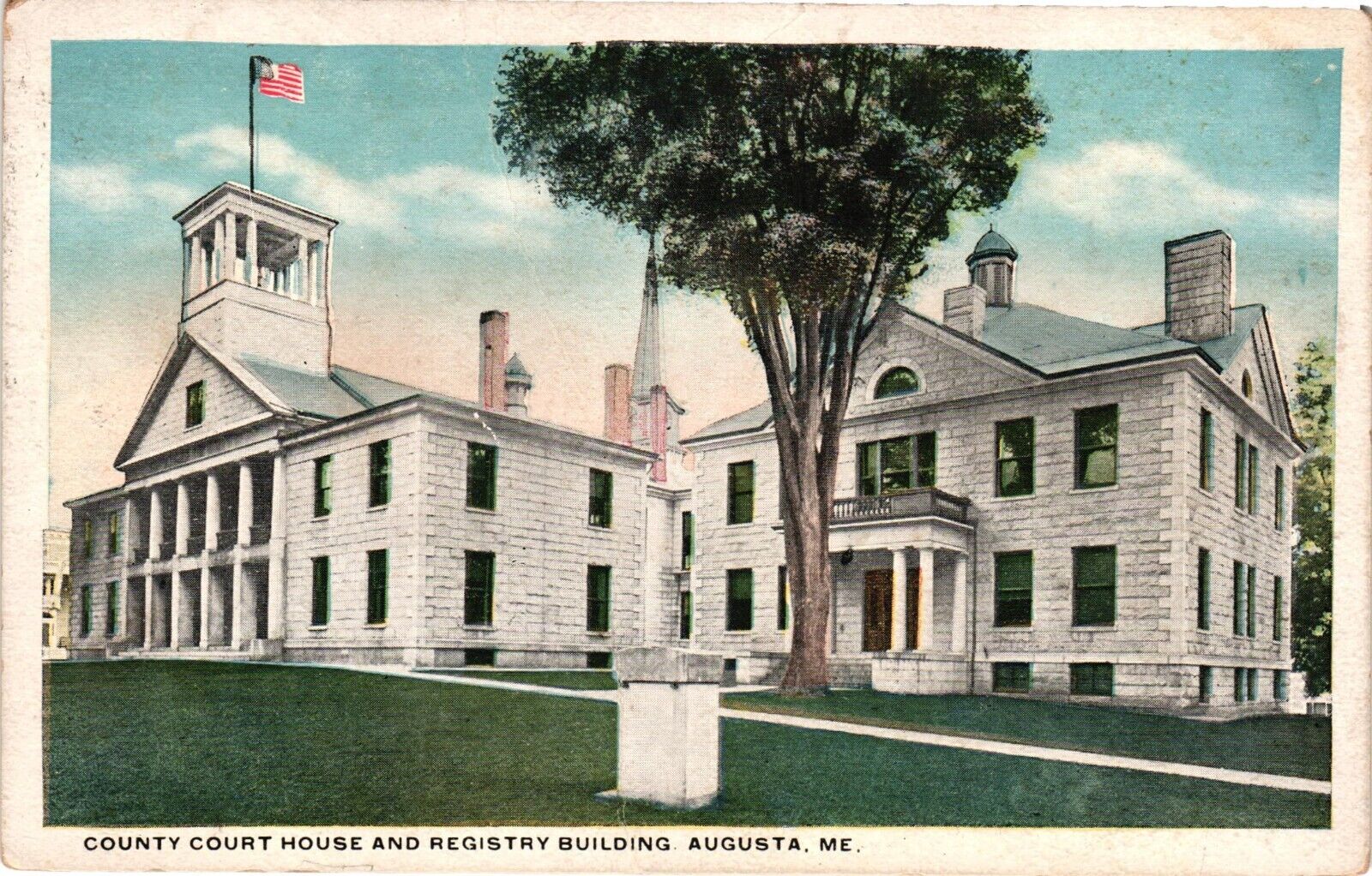 Vintage Postcard - County Court House And Registry Building Augusta Maine C1930