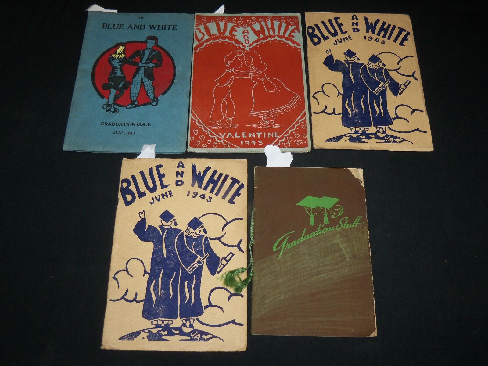 1943-1946 CAMP CURTIN JUNIOR HIGH SCHOOL BLUE & WHITE PROGRAMS LOT OF 5 - J 6565
