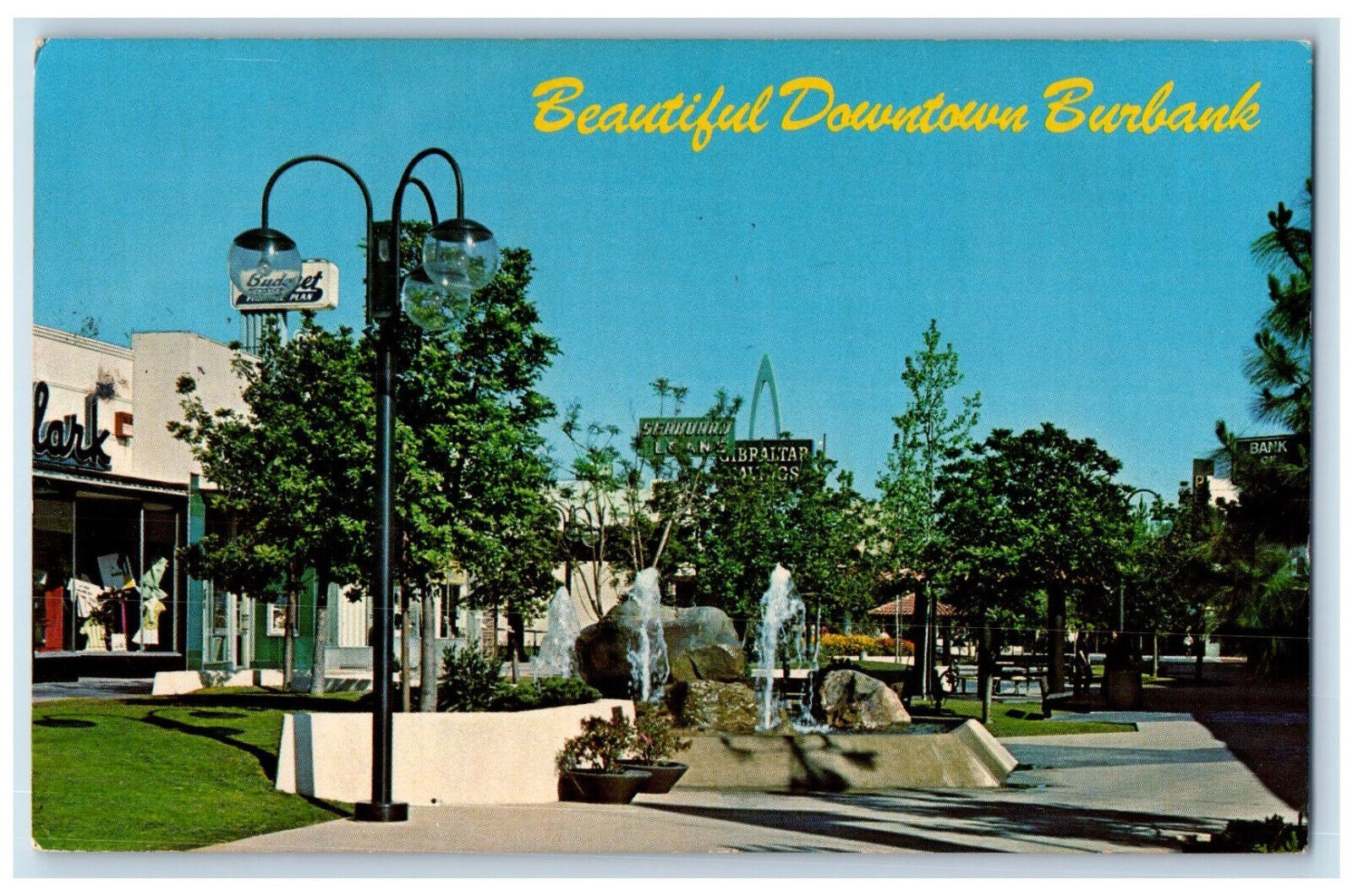 c1950's Beautiful Downtown Mall at Burbank California CA Vintage Postcard