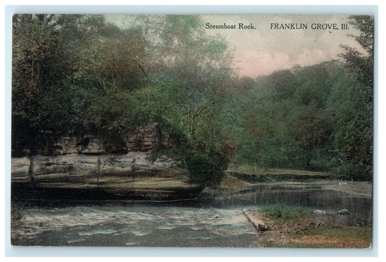 1912 Steamboat Rock Franklin Grove Illinois IL Posted Antique Postcard