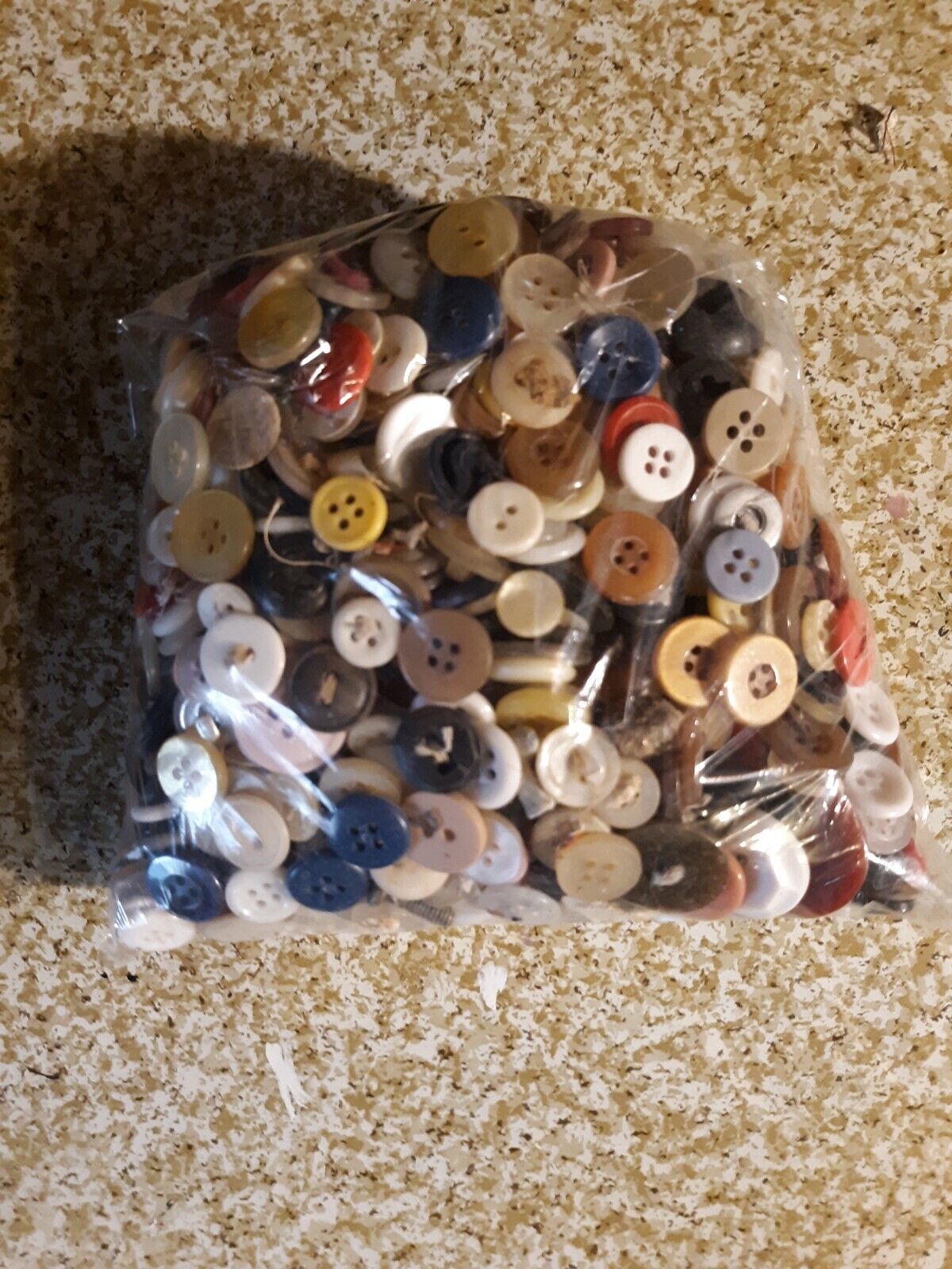 Mixed Lot of 1 pound of Vintage Buttons, variety of sizes, styles & materials 