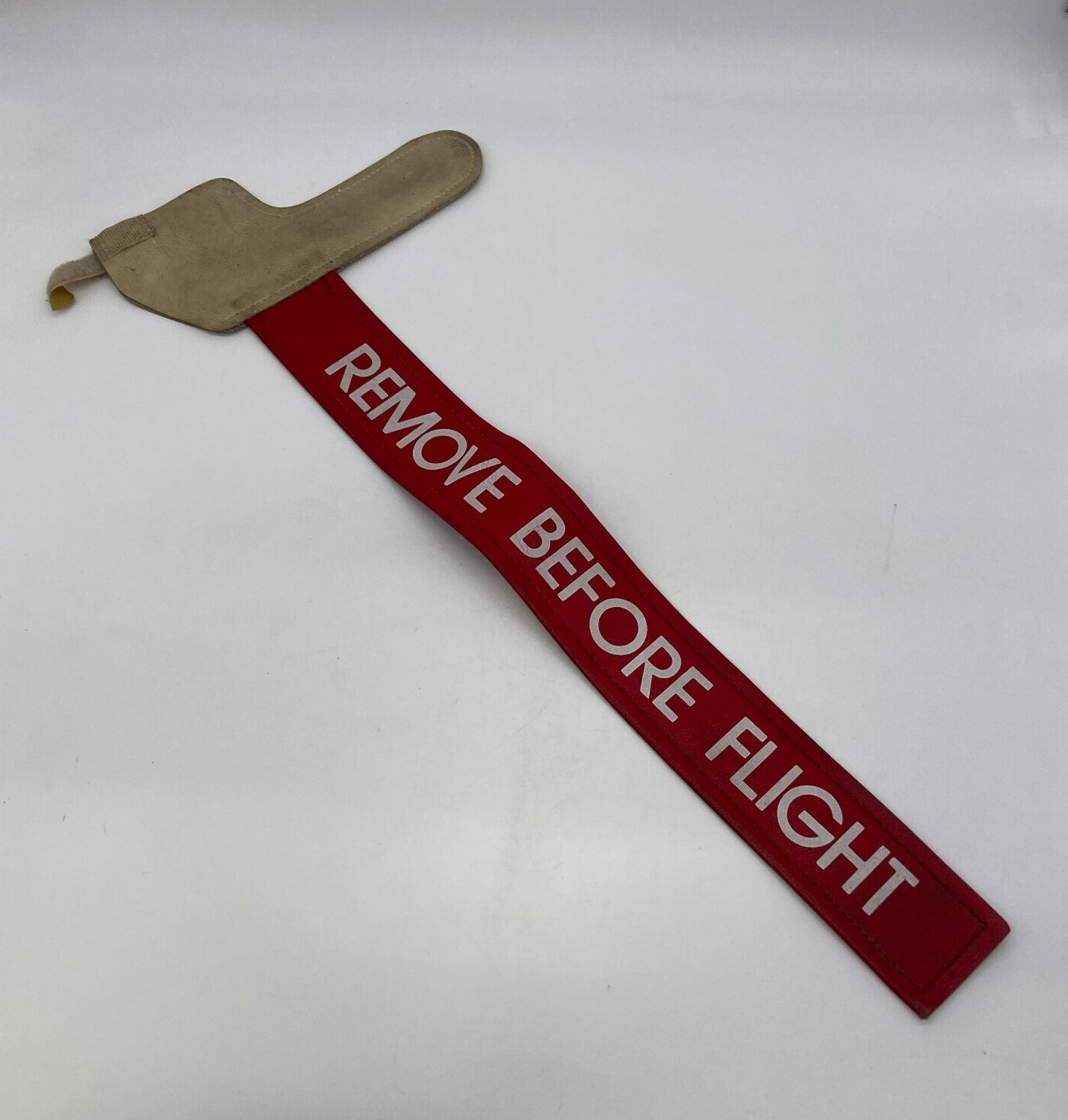 Vintage Aircraft Flag: REMOVE BEFORE FLIGHT- Red and Tan Leather