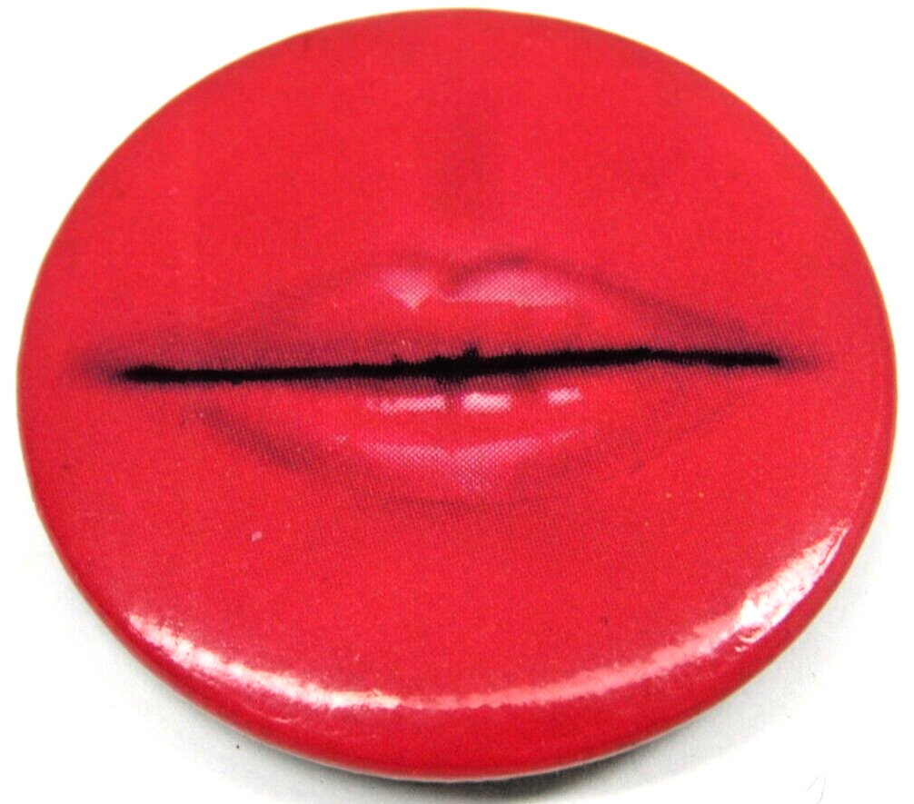 80s Women Red Lips Pinback Pop Art Button Lisa Frank Inc Collectable