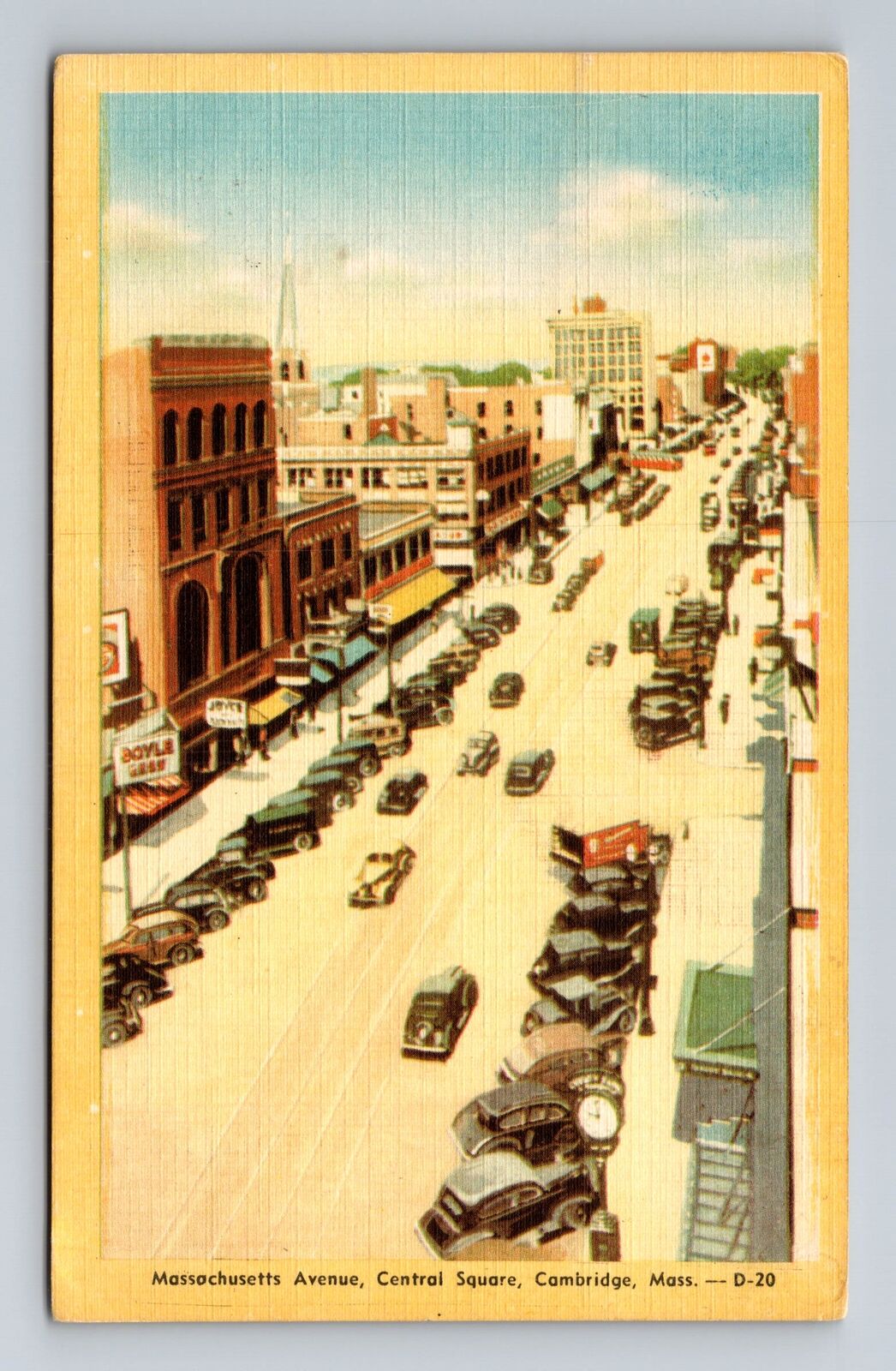 Cambridge MA-Massachusetts Massachusetts Avenue Central Square Vintage Postcard
