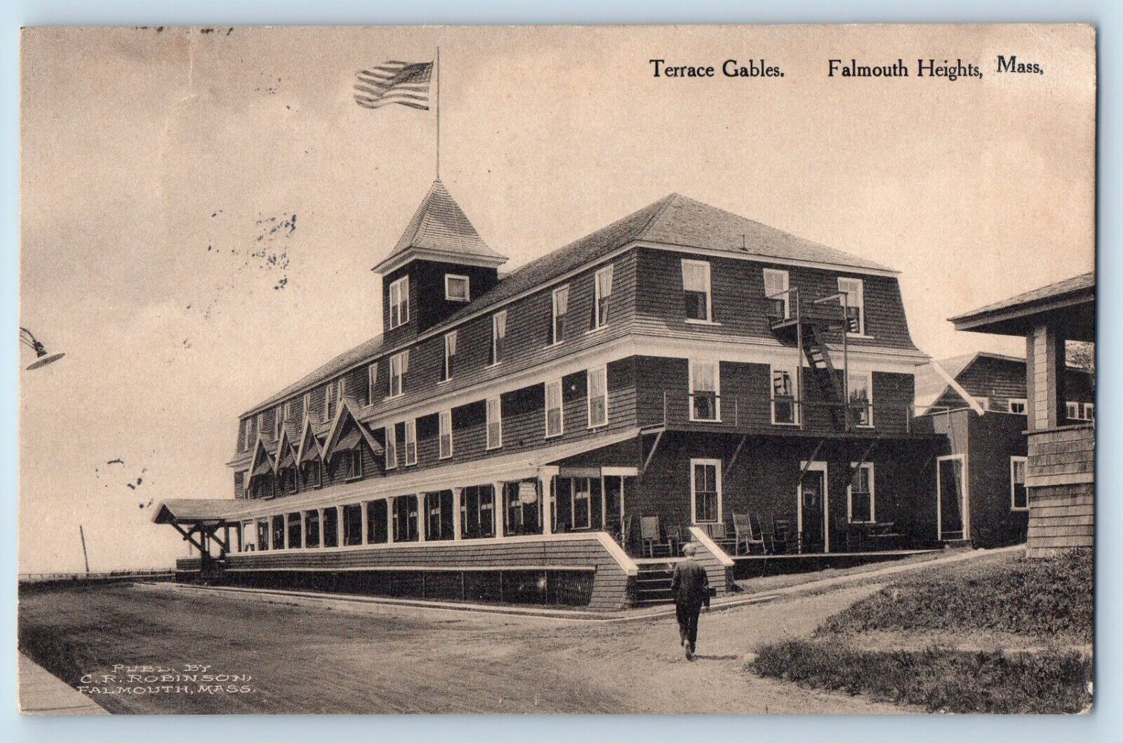 Falmouth Heights Massachusetts MA Postcard Terrace Gables Building 1922 Vintage