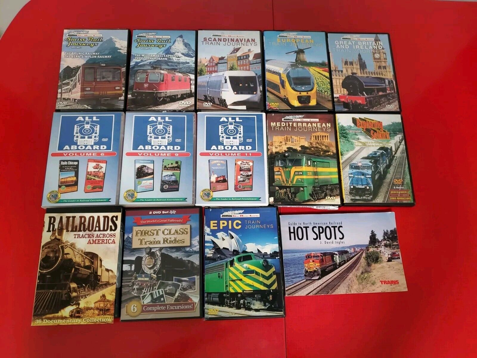 Train Railroad Videos Lot of 13 DVDs Train Locomotive Movies And Book