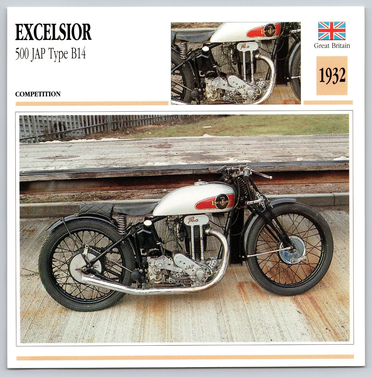 Excelsior 500 JAP Type B14 1932 G Britain Edito Service Atlas Motorcycle Card