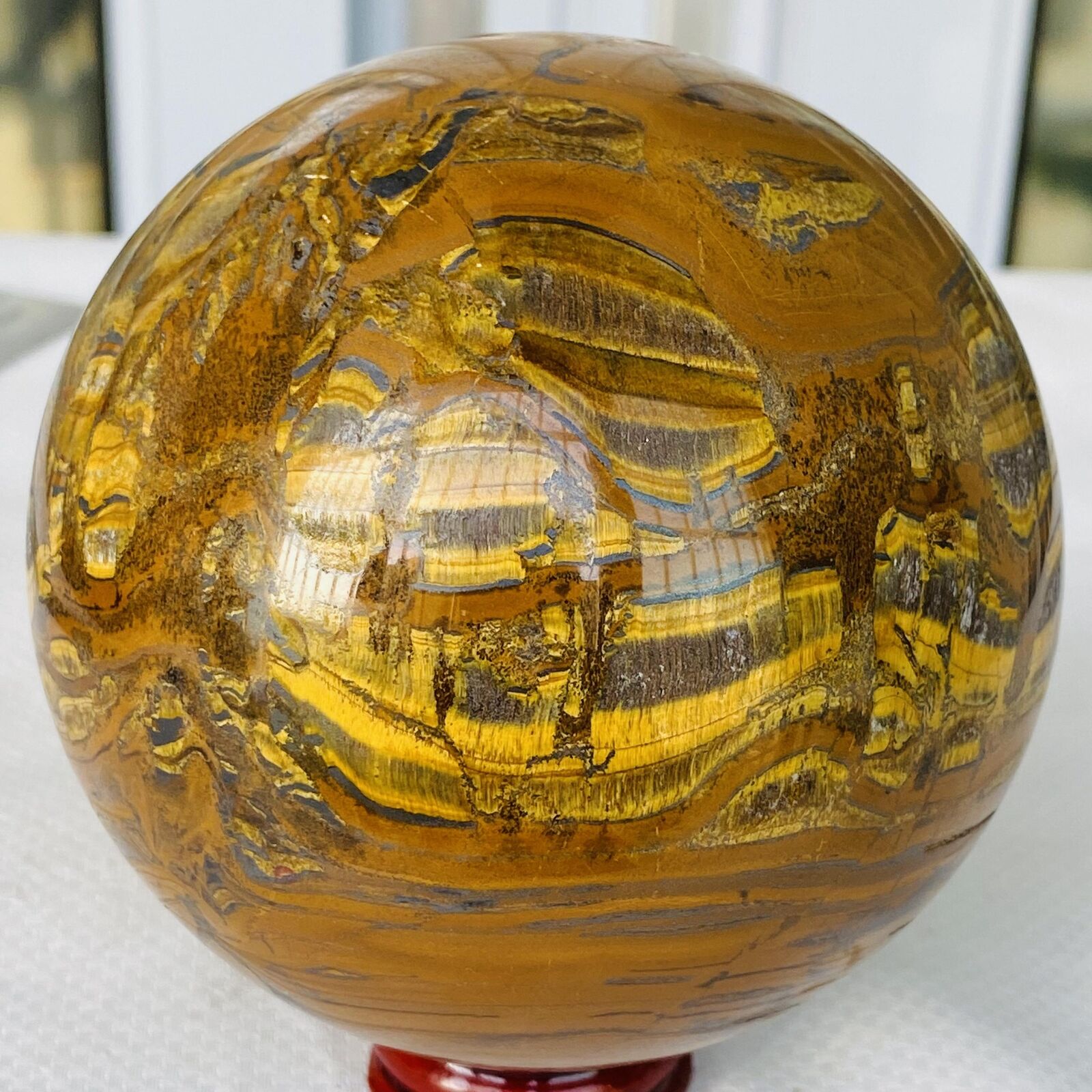 Natural Tiger Eye stone ball quartz crystal ball Reiki healing 1520G