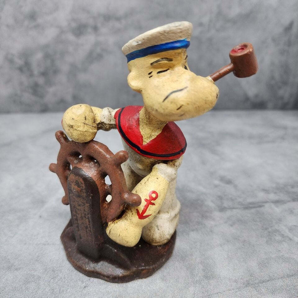 Popeye the Sailor Man Figurine Cast Iron With Painted Antique Finish (4.75