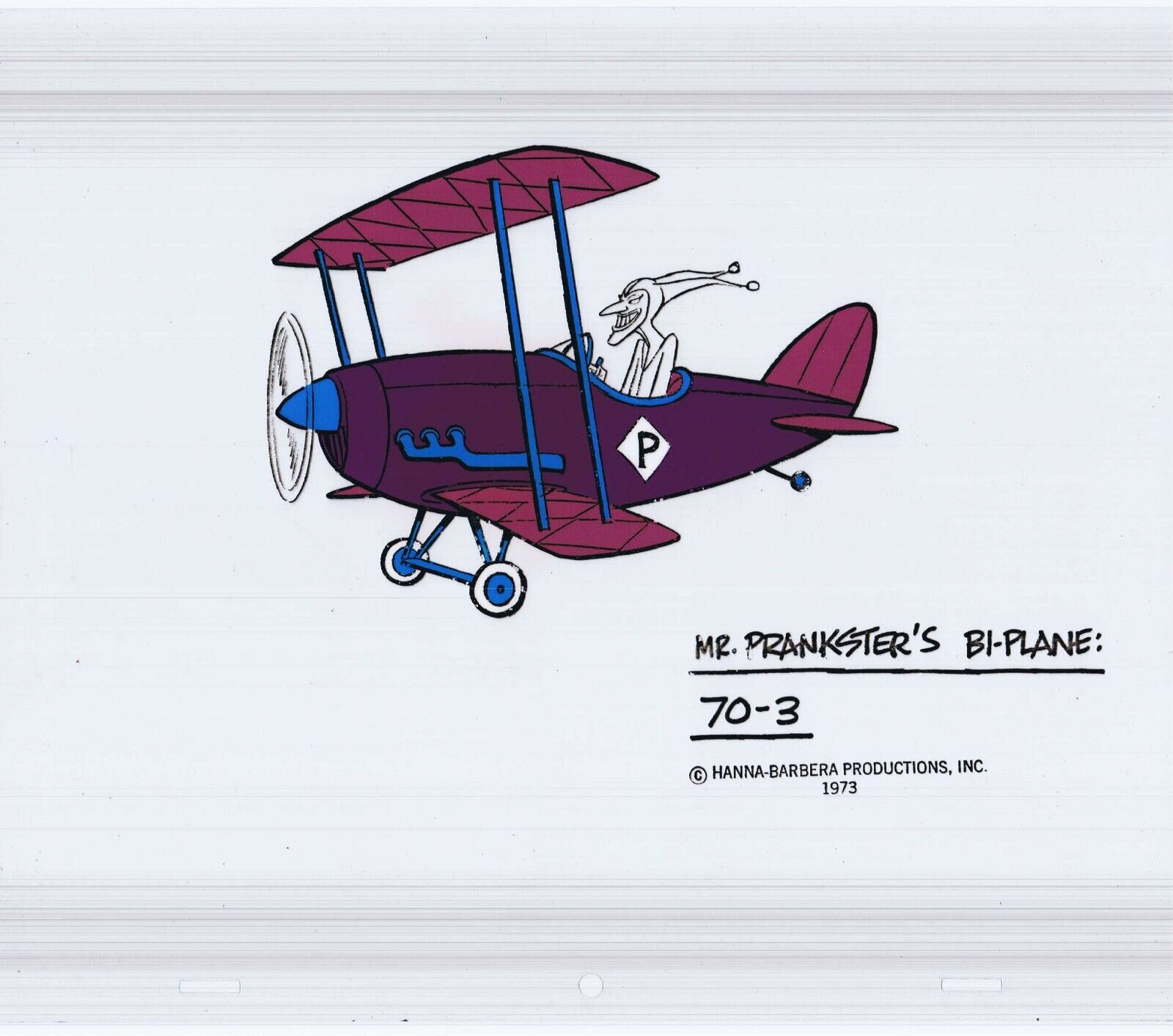 Yogi's Gang Mr. Prankster Bi-Plane 1973 Original Painted Animation Cel 70-3