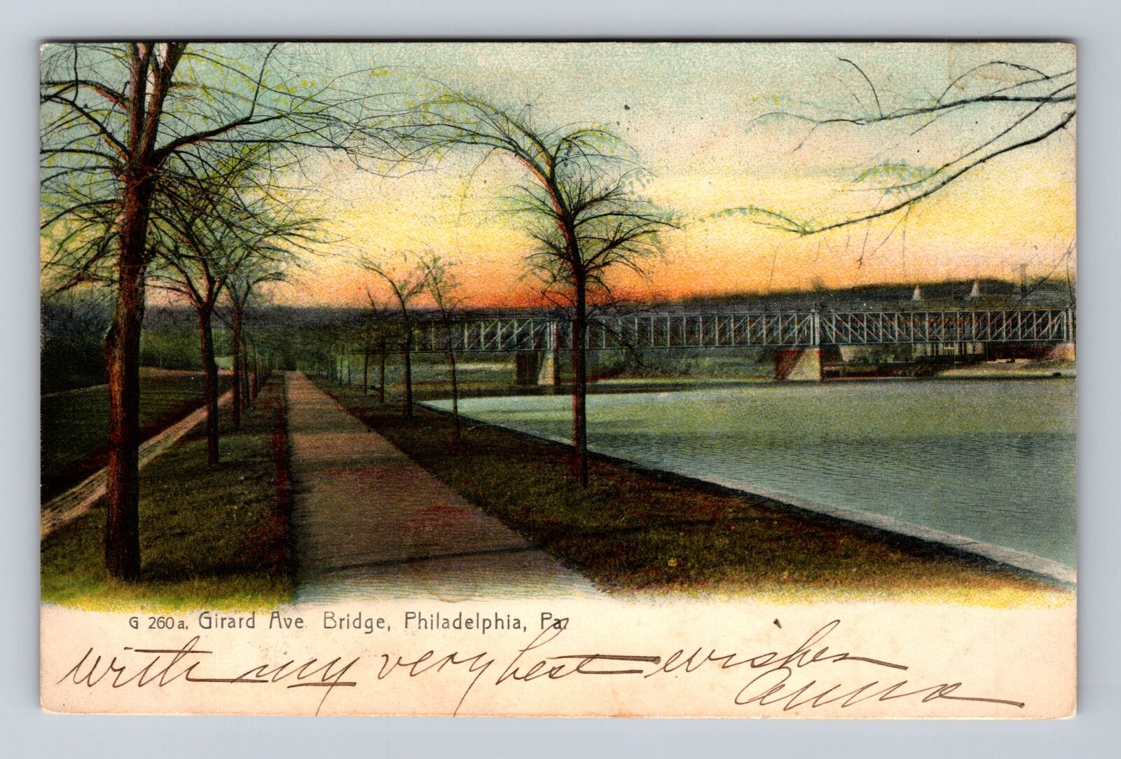 Philadelphia PA-Pennsylvania, Scenic View Girard Avenue Bridge Vintage Postcard