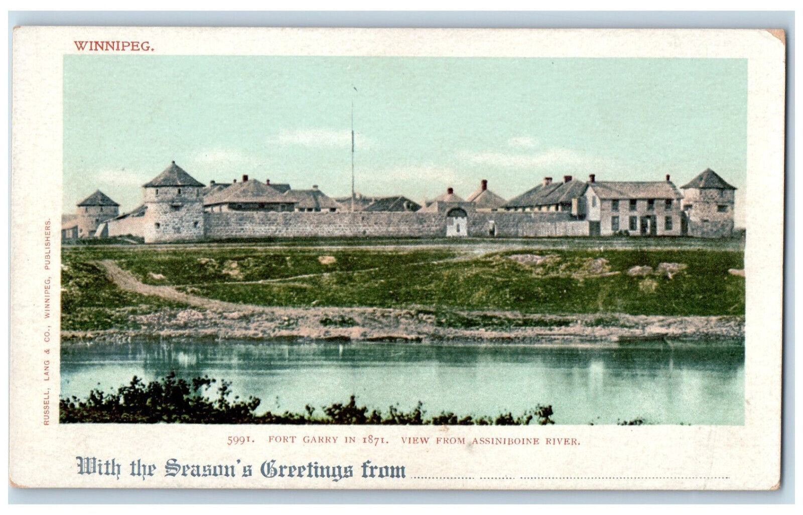 Winnipeg Manitoba Canada Postcard View from Assiniboine River c1905 Unposted