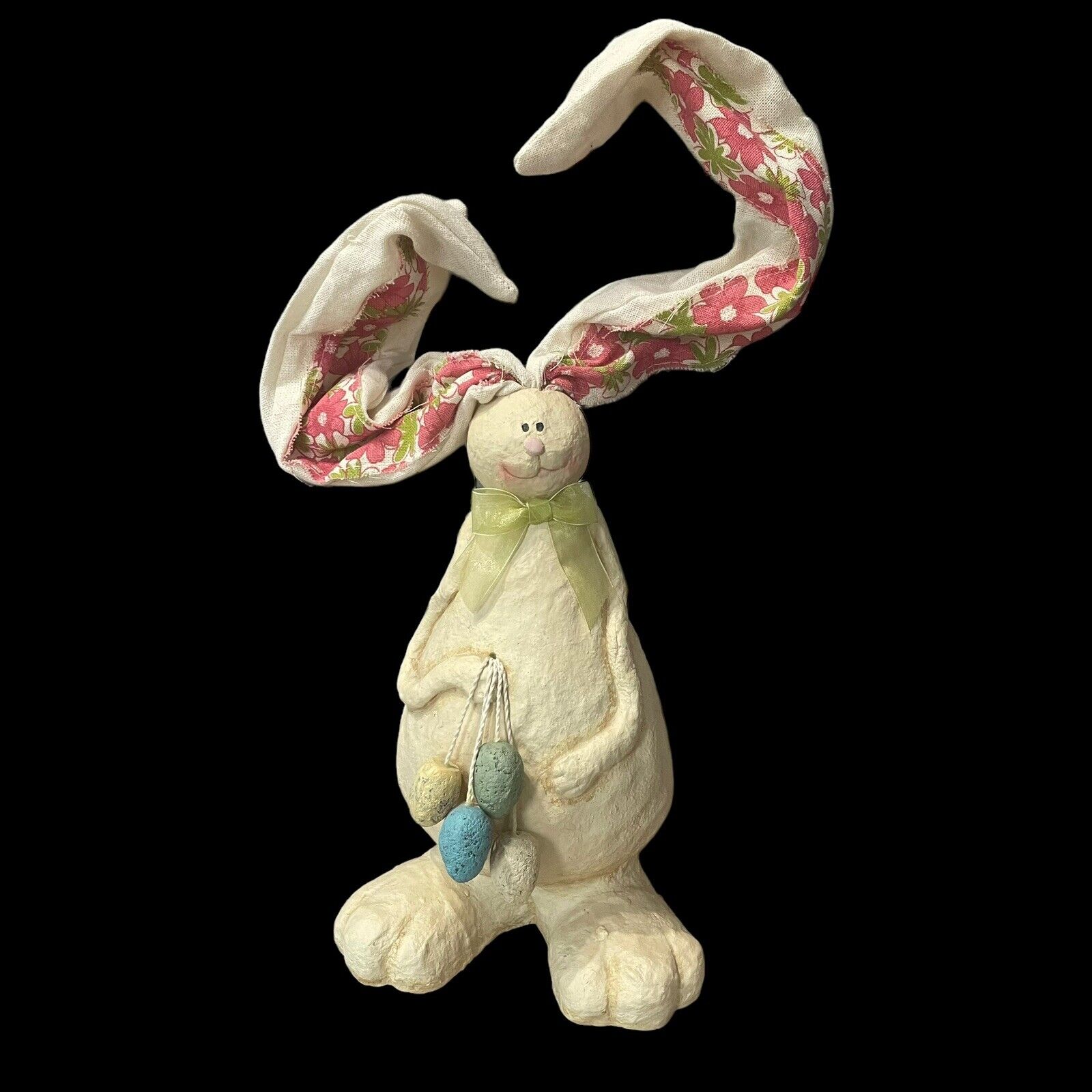 EASTER Vintage Paper Mache Easter Bunny Rabbit Giant Ears Carrying Eggs