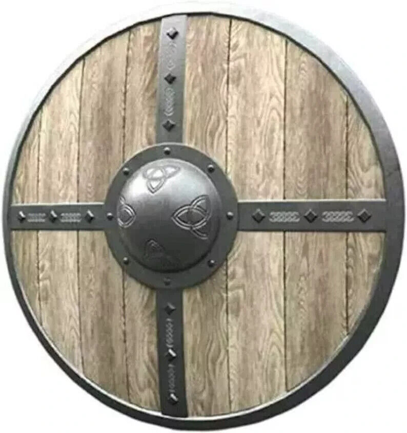 Antique Medieval Viking Shield Wood & Steel LARP SCA Handmade Battle Ready Best
