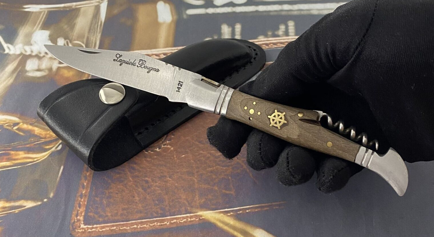 Vintage Laguiole Pocket Knife Blade Steel Wood Handle Men's Corkscrew Rare Old