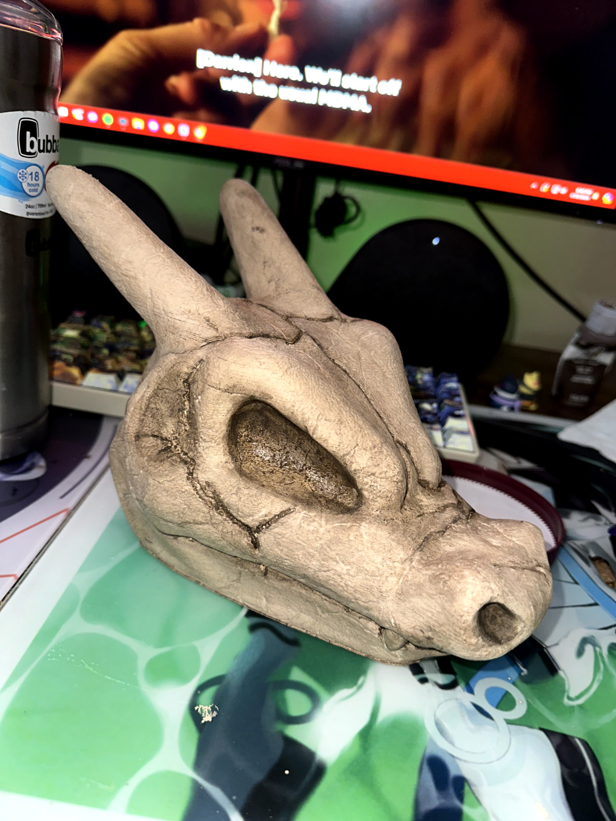Charizard 3D Printed Skull Hand Painted 6 inch