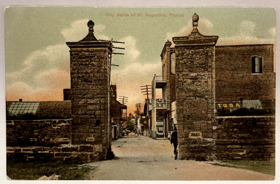 City Gates of St. Augustine, Florida FL Vintage Postcard